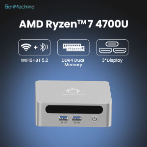 Genmachine AMD Ryzen 4700U 8G+256G/16G+512G Mini PC Easily handle 8-core 16 thread 4K High-definition entertainment WiFi 6