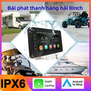 Máy Nghe Nhạc Đa Phương Tiện Chống Nước 8 Inch Tích Hợp CarPlay Không Dây Và Android Auto Dành Cho Xe ATV Thuyền Xe Golf - IP6X