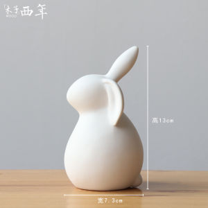White Creative Minimalist Ceramic Cute Mini Rabbit Home Living Room Decorations Scandinavian Ins Ceramic Modern Small Size