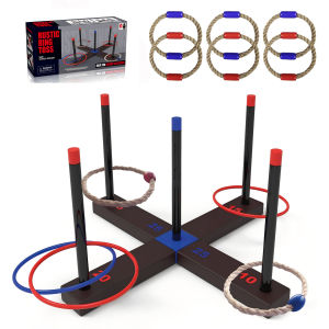 ชุดเกมโยนห่วงกลางแจ้ง - เกมโยนห่วงสไตล์งานรื่นเริงเพื่อการศึกษาสำหรับผู้ใหญ่และเด็ก เหมาะสำหรับสนามเด็กเล่นในสวนหลังบ้านหรือสวนสาธารณะ