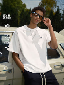 เสื้อยืดแขนสั้นผ้าไหมน้ำแข็ง Lilbetter แห้งเร็ว ระบายอากาศได้ดี สำหรับผู้ชาย ฤดูร้อน สีขาว ทรงหลวม ลำลอง เสื้อยืดคอกลม