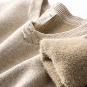 Áo Len Cổ Chữ V Dày Dặn Cho Nam Mùa Thu Đông Áo Sơ Mi Lót Lông Cừu Ấm Áp Dệt Kim Áo Khoác Ngoài Thường Ngày Thời Trang