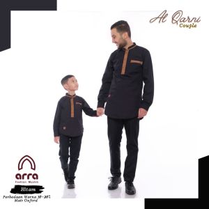 Arra Al Qarni Baju Koko Pria Lengan Panjang Dewasa dan Anak Laki Laki Bahan Oxford Kurta Pakistan Size S M L XL XXL 3XL 4XL Warna Navy Maroon Grey Coklat Hitam Putih