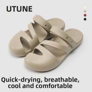 New Summer Wearable Round Toe EVA Flat Cross Strap Sandals
