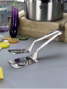 Thìa Xào Bằng Thép Không Gỉ 304 Dày Cấp Thực Phẩm Thìa Xào Cá Thìa Xào Pizza Thìa Xào Thịt Bò Nướng Kẹp Thực Phẩm Kẹp Một Hàng