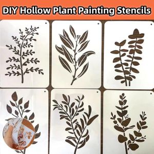 9pcs DIY Hollow Plant Painting Stencils Drawing Template Painting Board
