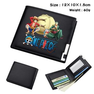 PU Foldable Leather Wallet Student Short Wallet Men Women Card Holder Coin Purse One Piece Anime Boyfriend Gift