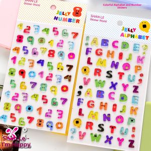 DIY Decoration Colorful Letters Numbers Symbols 3D Candy Crystal Transparent Stickers
