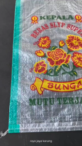 Karung Beras 10kg Cap Bunga - 35x53 - isi 50 lembar - BARU - Sablon 3 Warna