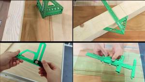 Green/Red Multifunction Woodworking Layout Tool Kit Precision Measuring Marking and Angle Gauge Set with Storage Case