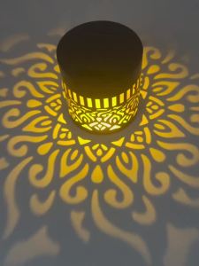 Solar Powered Small Wall Lamp with Hollow Mandala Iron Lantern Design Garden Decorative Lights Ideal Festival Gift