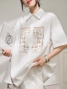 PlumJan | Áo Sơ Mi Mùa Hè Tay Ngắn Pháp Thời Trang Cổ Bẻ Có Ren