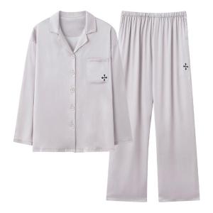 Bộ đồ ngủ nữ MiiOW vải lụa băng dài tay quần dài mỏng cỡ lớn.