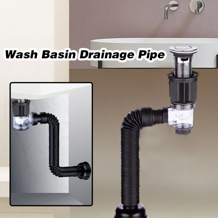 Bendable Expandable Wash Basin Drainage Pipe Bathroom Kitchen Flexible