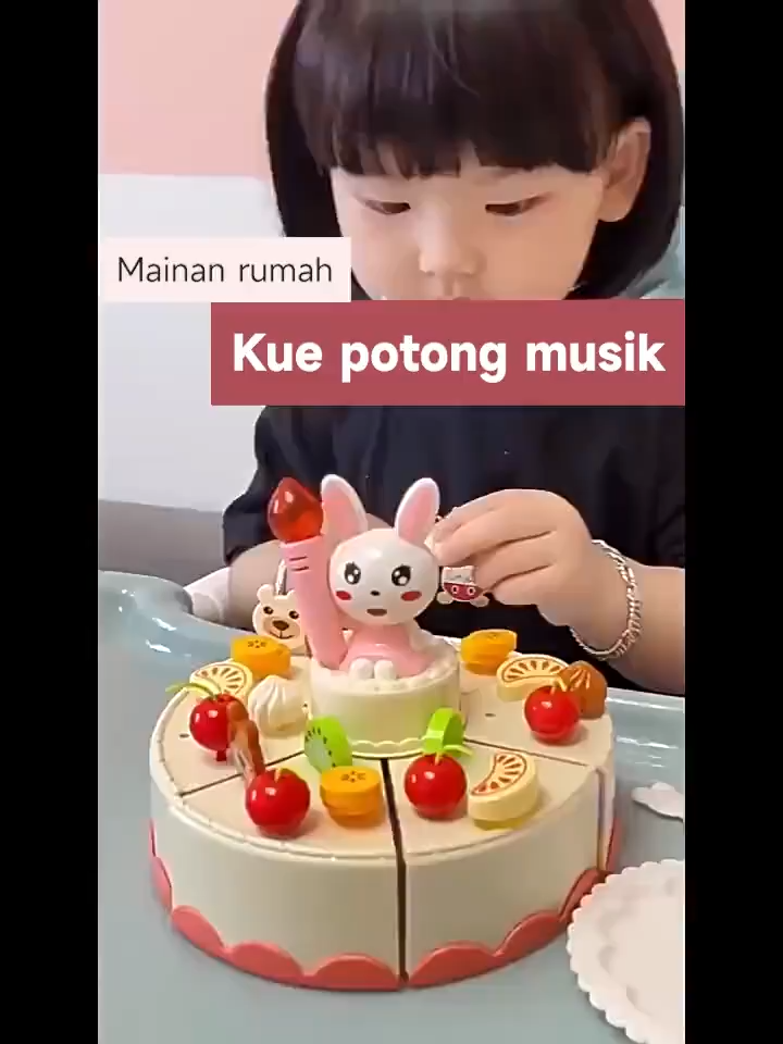 65PCS/43PCS Mainan Kue Ulang Tahun Potong Kue Ulang Tahun DIY Fruit Cake mainan musik dan lampu mainan membuat kue