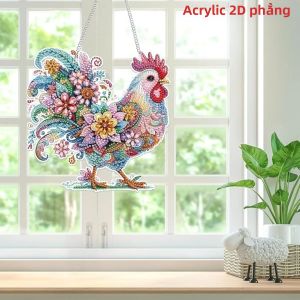 Bộ Tranh Kim Cương 5D DIY Tranh Ghép Hình 2D Bằng Acrylic Hình Gà Trống Đồ Trang Trí Thủ Công Dành Cho Người Mới Bắt Đầu Đồ Trang Trí Treo Tường