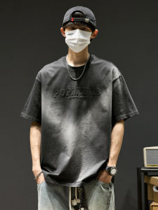 SZON | 3D Print Letter Short Sleeve T-shirt Cotton
