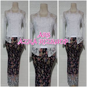 set kebaya pesta kebaya akad kutubaru putih kebaya modern