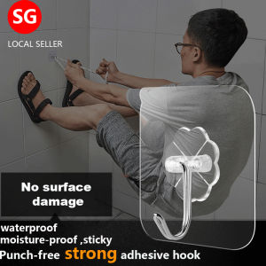 🇸🇬【SG stock】Wall Hook wall Hanger Magic Strong Hook Transparent Strong Sticky Heavy Wall Self Adhesive Clothes Hanger Hooks Reusable Suction Door Hook Bathroom Hook Towel Hanger Strong Door Holder Bag Hanger Holder for Wall Transparent Hooks