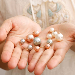 Sudyod【มีสินค้าในสต๊อก】 เข็มกลัดมุกเทียม ปรับขนาดเอว/ขนาดขากางเกง สําหรับตกแต่งเสื้อ ผ้าคลุมไหล่ 2ชิ้น/แพ็ค Fashion Pins