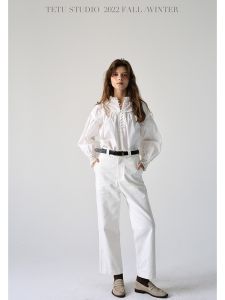 Têtu STUDIO High Waist Wide Belt Straight Leg Pants Ultra High Waist Design Casual Pants for Women Commute Style Long Pants