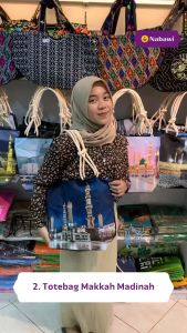 Goodie Bag Tote Bag Motif Kabah Ukuran Besar 1 Pcs Tas Souvenir Paket Oleh Oleh Haji Umroh