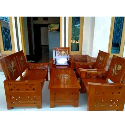 kursi tamu minimalis 1 set ukir model jokowi terlaris