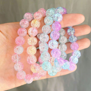 Corinna Gradient Ice Cracking Bead Bracelet Glaze Crystal Bracelet Cute Beaded Bracelet Women