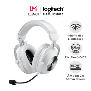 Tai nghe chơi game không dây PRO X 2 LIGHTSPEED - Âm thanh vòm DTS 2.0 màng loa Graphene 50 mm Cần mic có thể tháo rời Bluetooth/USB/Jack 3.5 mm tương thích PC PS5 PS4 Switch