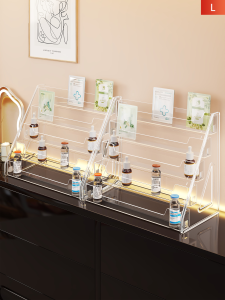 Acrylic Beauty Salon Water Light Display Stand Desktop Mask Storage Box Serum Oral Liquid Lipstick Organizer Simple Design