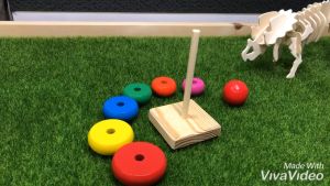 [Choo Choo Toy] Rainbow Tower Stacking Toy Wooden Toy Stacking Rings Montessori Toys 叠叠乐 Mainan Baby - BT100