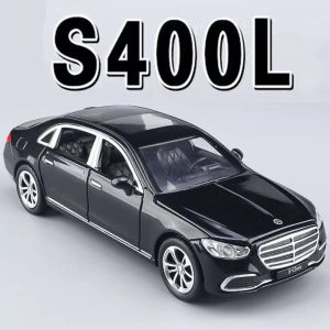 1:32 S400L Alloy Miniature Toy Car Model Metal Diecast SUV Sound Light 6 Doors Opened Pull Back Ornament Vehicle for Child Gifts
