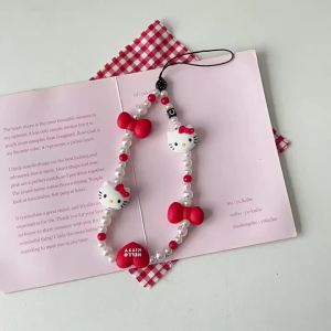 Sanrio | Dây Đeo Điện Thoại Hello Kitty Dễ Thương Với Nơ Và Hạt Cườm Hình Máy Ảnh Phụ Kiện Anime Thời Thượng Dành Cho Nữ 2026