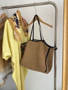 Summer Large Capacity Straw Woven Bag Calfskin Fashionable Versatile Stylish Tote Bag British Style Casual Single Shoulder Handbag