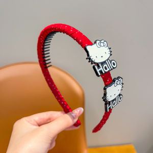 Sweet KT Cat Hairband Childrens Anti-Slip Cartoon Hair Accessories Girls Headwear Non-Tightening Hair Clips Hair Bands