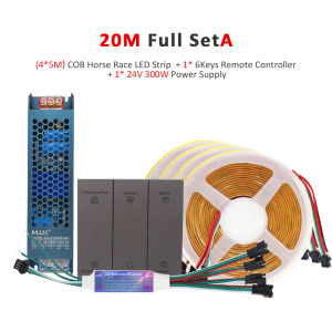 MJJC | 24V Horse Race Running Water Strip Light COB Flexible Ribbon 5M 10M 15M 20M Tape Lamp Work with Smart Switch Control Controller