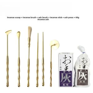 Bronze Set Incense Script Tools Pure Copper Ash Pressing Incense Powder Incense Chopsticks Tray Essential for Beginners