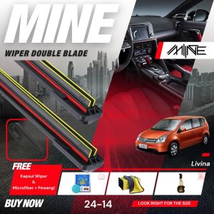 Wiper Frameless Double Blade NISSAN GRAND LIVINA 1 Pasang FREE BONUS