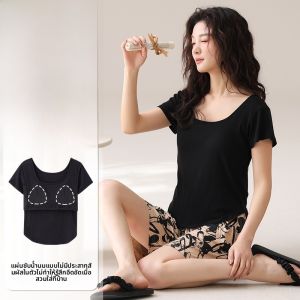 MiiOW | ชุดนอนผ้าไหมน้ำแข็งแขนสั้นขาสั้นสำหรับผู้หญิงในช่วงฤดูร้อน ชุดนอนแบบสวมหัว ทรงเข้ารูป ใส่สบาย ระบายอากาศได้ดี