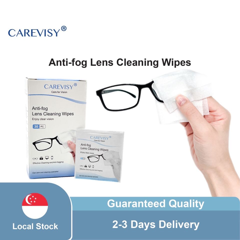 CAREVISY Anti Fog Lens Cleaning Wipes Spectacle Cleaner Anti-fogging Wipes Lens Cleaner for Eyeglasses Spectacles Lenses Screens 30 pcs per box