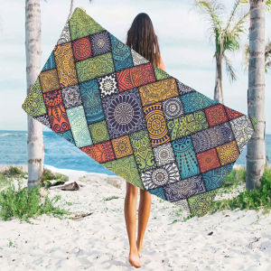 Color Mandala Patch Tile Quick Drying Microfiber Beach Towel Lightweight for Swimming Camping Yoga - Bath Towel