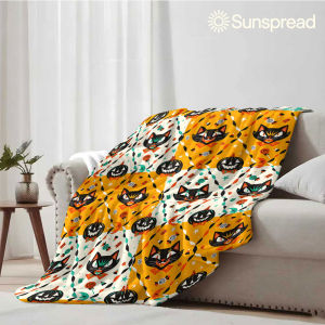 Beast Kingdom | Cat Grid Soft Warm Flannel Blanket Lightweight Cozy Christmas Halloween Home Decor Room