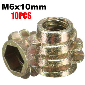 10PCS/SET M4 M5 M6 M8 M10 Hex Drive Screw In Threaded Type E Insert Nut Screws Assortment For Wood 9-SIZE