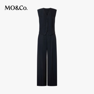 MO&Co. | Slim Waist Wide Leg Lightweight Vest Pants Set