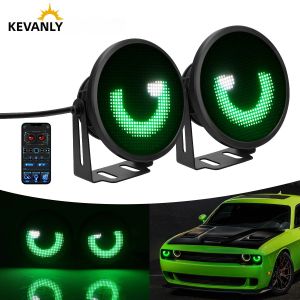 Bộ Đèn Sương Mù LED Điều Khiển Bằng Ứng Dụng 2 Chiếc 3 Inch Kiểu Mắt Thiên Thần Tự Chế Đa Phương Tiện Đèn Chạy Ban Ngày Động Bộ Đèn 12V-24V Nâng Cấp Đèn Pha Ô Tô