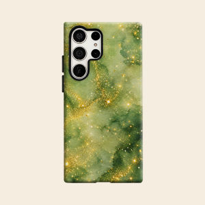 Green Gold Ink Luxury Fashion Full Lens Protective Case for Samsung Galaxy S26 S25 S24 A56 A36 Plus Ultra