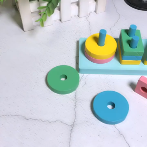 Mainan Edukasi Anak Puzzle Kayu Geometri Panjang  Papan Bentuk Warna 16pcs