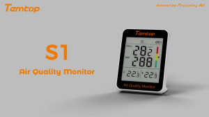 Temtop S1 เครื่องวัดคุณภาพอากาศในอาคาร วัดค่า PM2.5 AQI ความชื้น อุณหภูมิ จอLCD แบตเตอรี่แบบชาร์จไฟได้