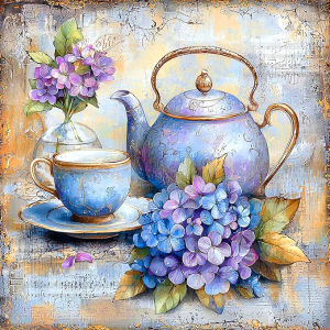 Huacan Full Square Round Diamond Painting Flower Teacup Diamond Embroidery Complete Kit Handmade Gift