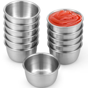 12 Pcs Sauce Dipping Bowl 304 Stainless Steel Dipping Cups Round Sauce Dishes 45/55ml Mini Reusable Seasoning Cups Dipping Cups